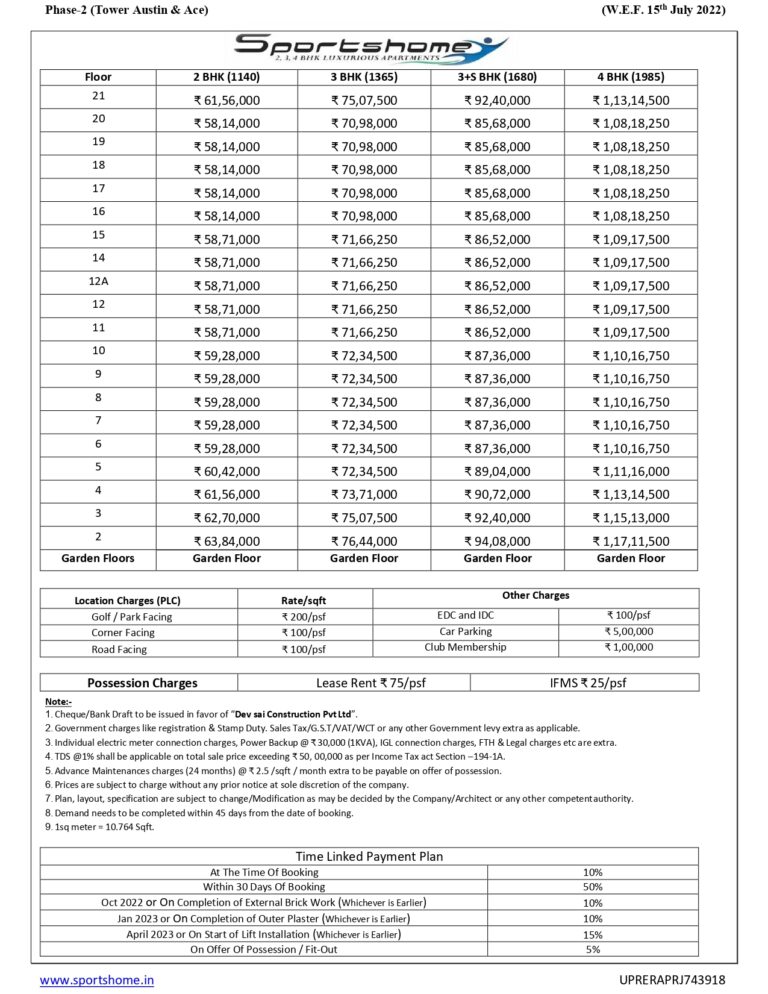 Dev Sai Sports Home Price List in Noida AskFlat