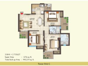 3 BHK with 2 Toilet in Tower B and C of Spring Homes in Noida by AskFlat-1