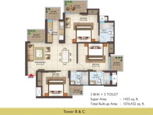3 BHK with 3 Toilet in Tower B and C of Spring Homes in Noida by AskFlat-1